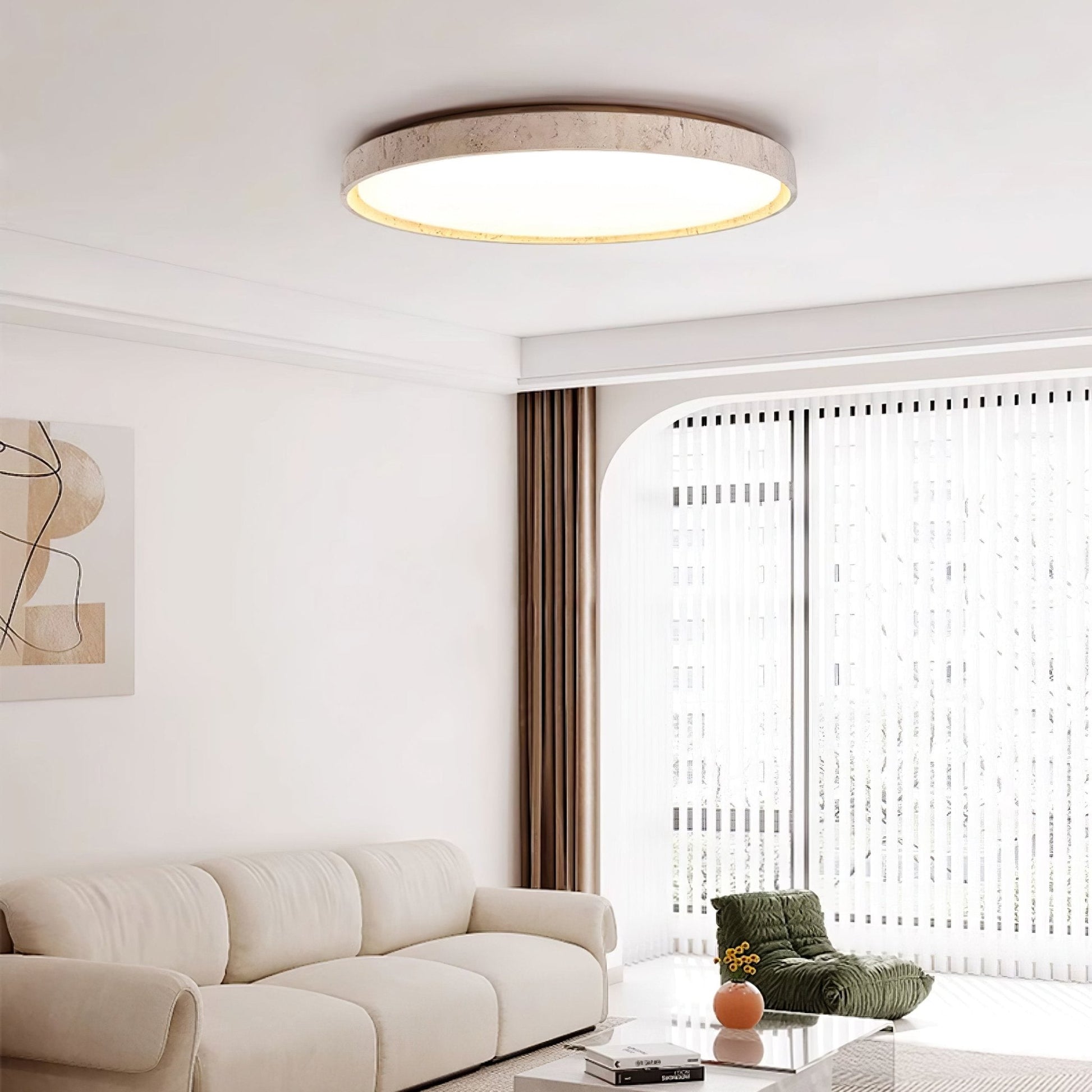 Kathy Travertine Round Ceiling Light - Blowlighting