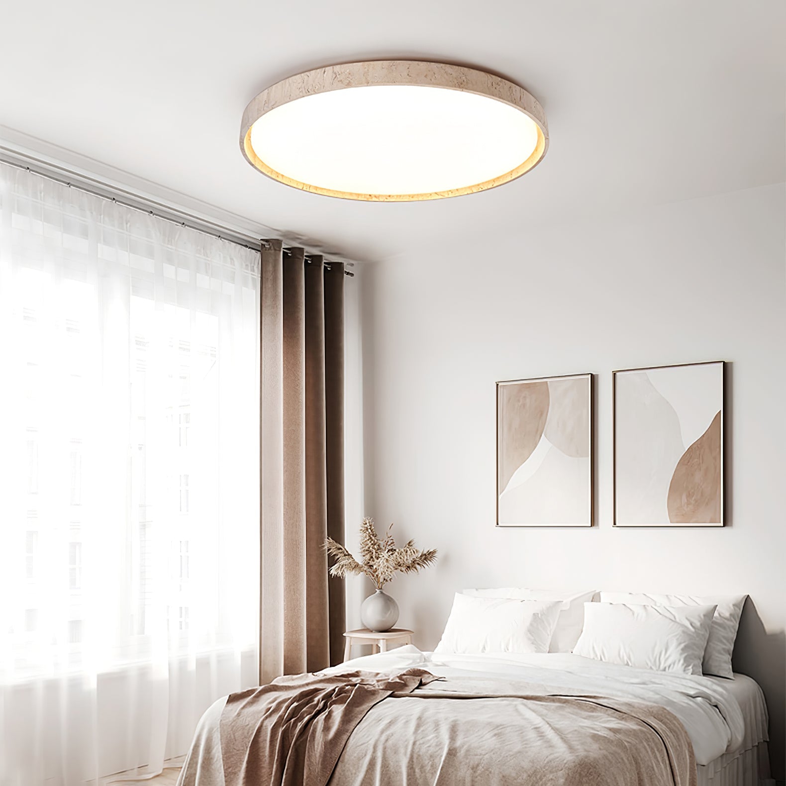 Kathy Travertine Round Ceiling Light - Blowlighting