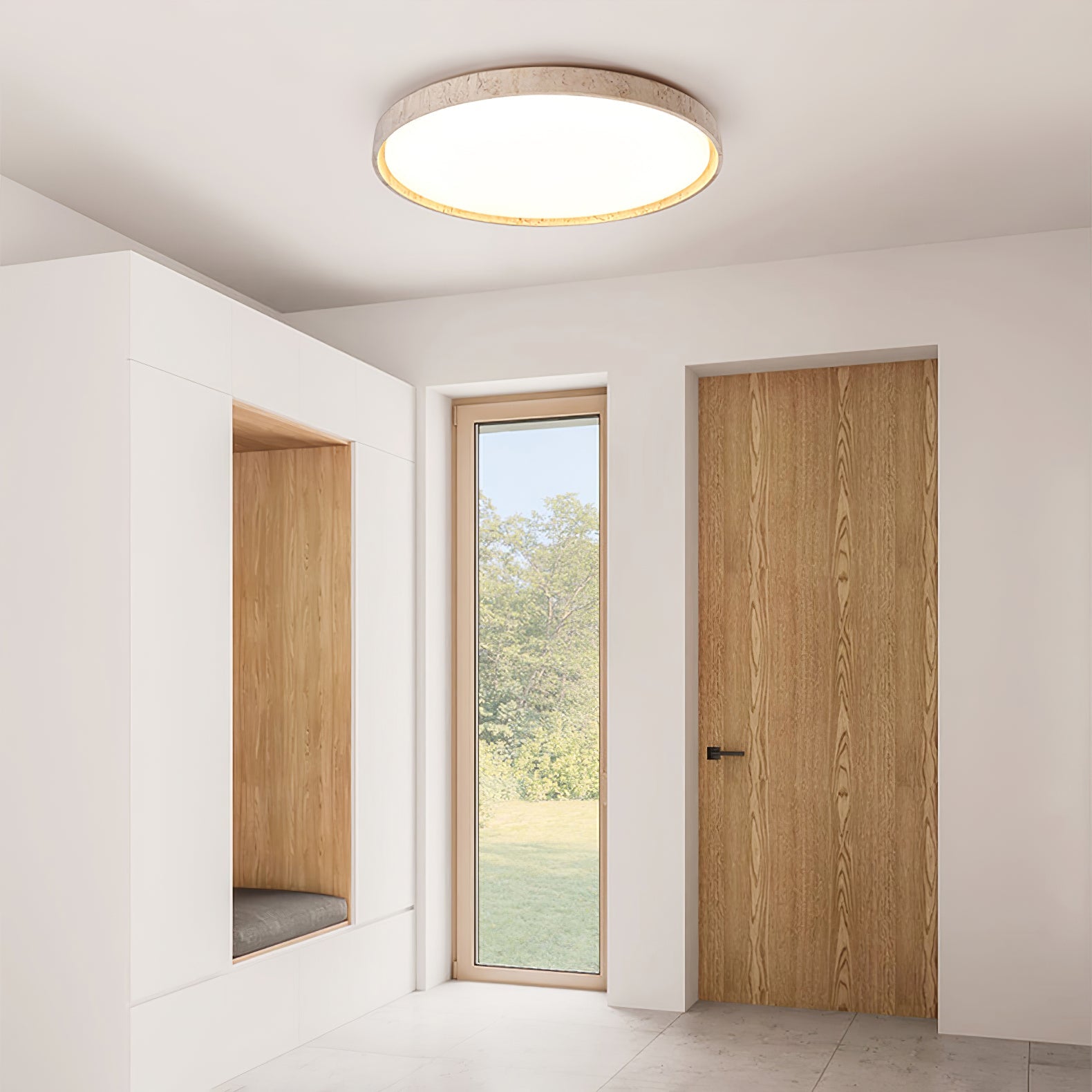 Kathy Travertine Round Ceiling Light - Blowlighting