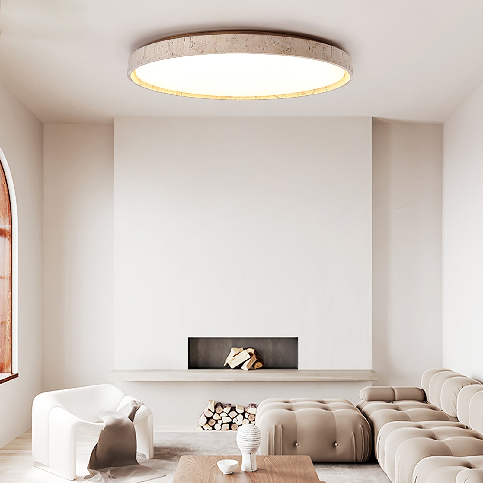 Kathy Travertine Round Ceiling Light - Blowlighting