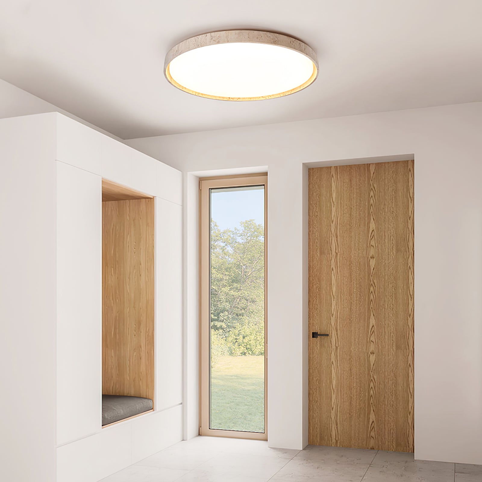 Kathy Travertine Round Ceiling Light - Blowlighting