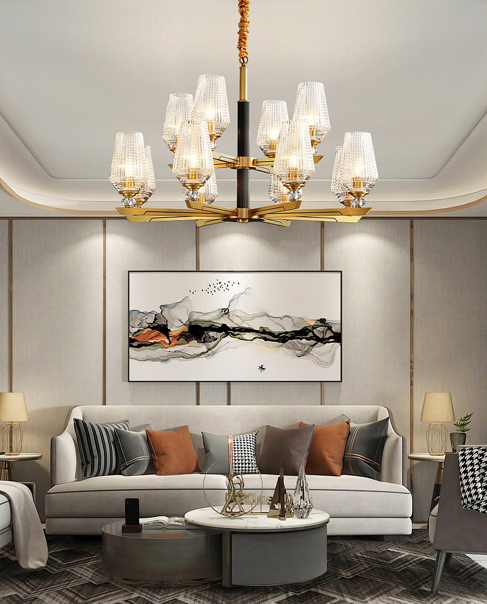 Orrefors Brass Chandelier - Blowlighting