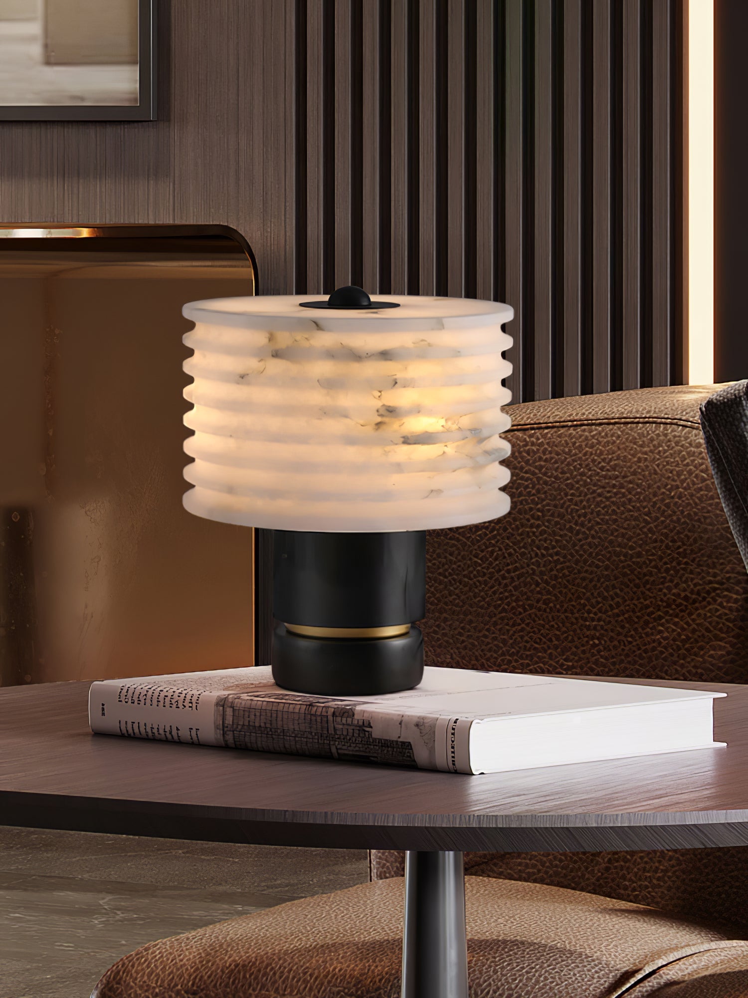 Elmarir Ribbed Alabaster Table Lamp - Blowlighting