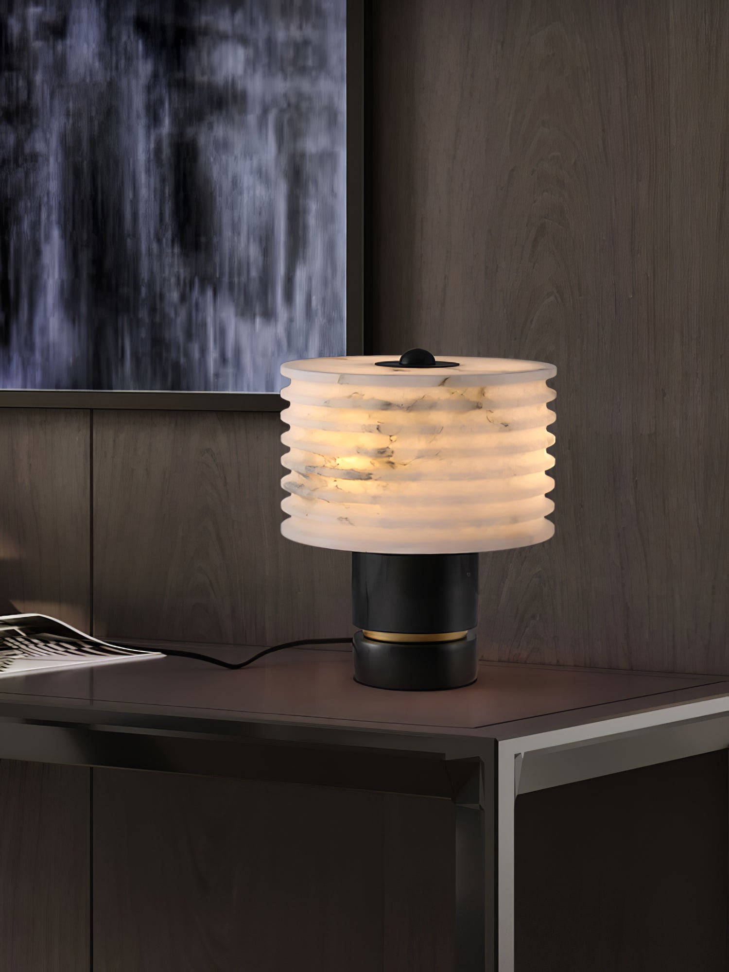Elmarir Ribbed Alabaster Table Lamp - Blowlighting