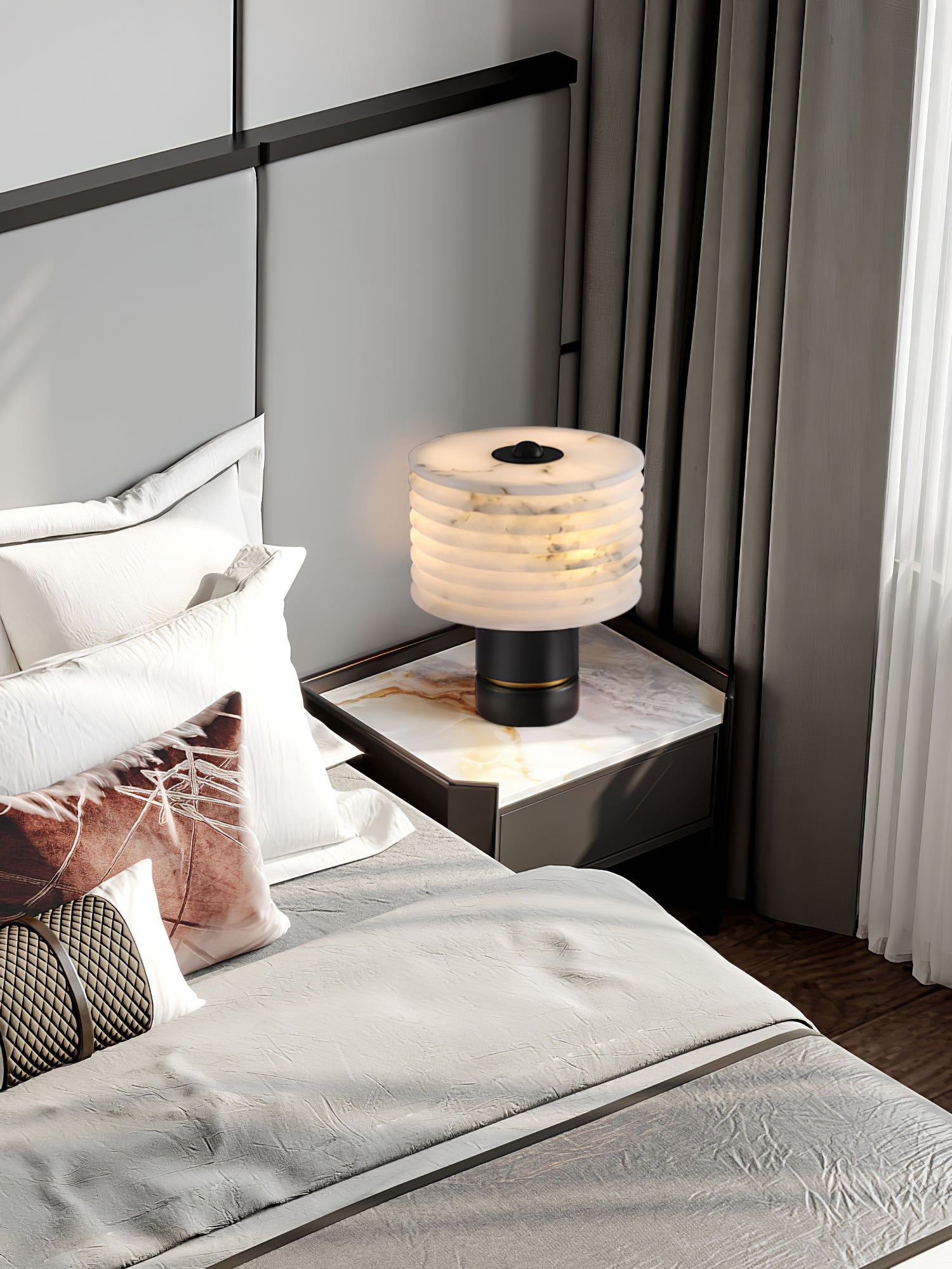 Elmarir Ribbed Alabaster Table Lamp - Blowlighting