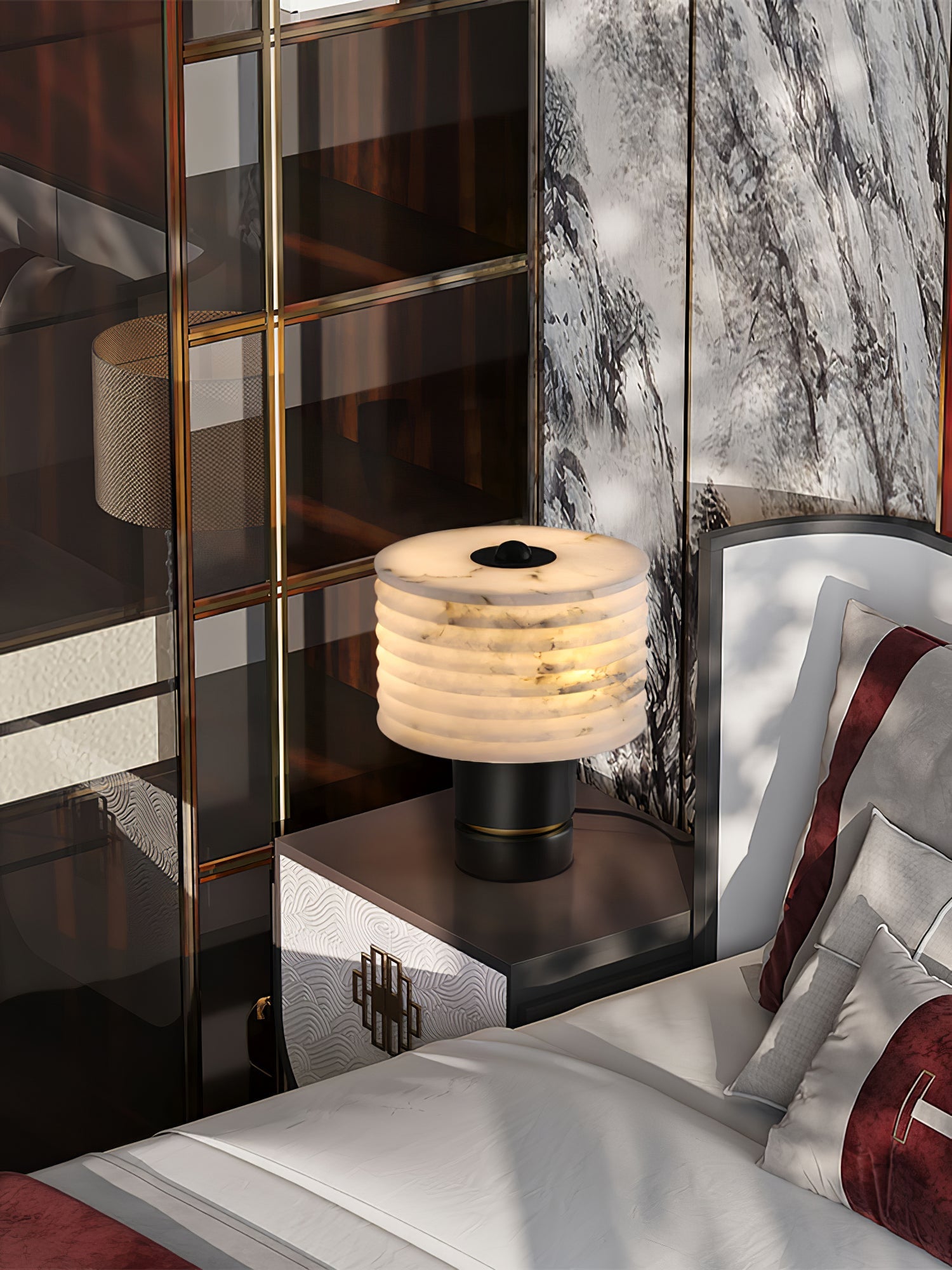Elmarir Ribbed Alabaster Table Lamp - Blowlighting