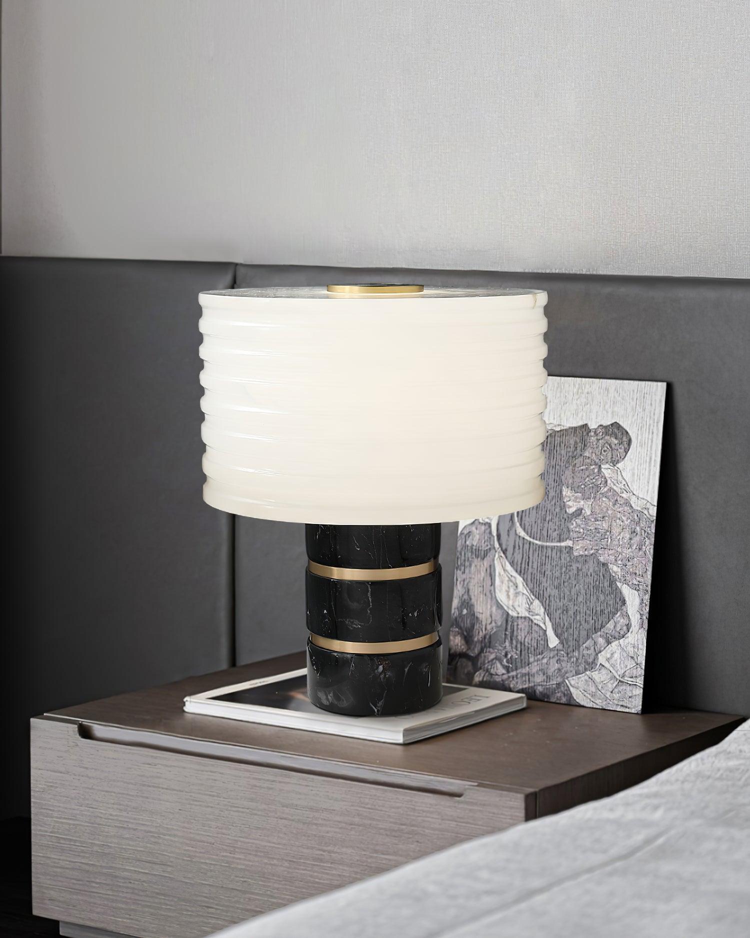 Elmarir Ribbed Alabaster Table Lamp - Blowlighting
