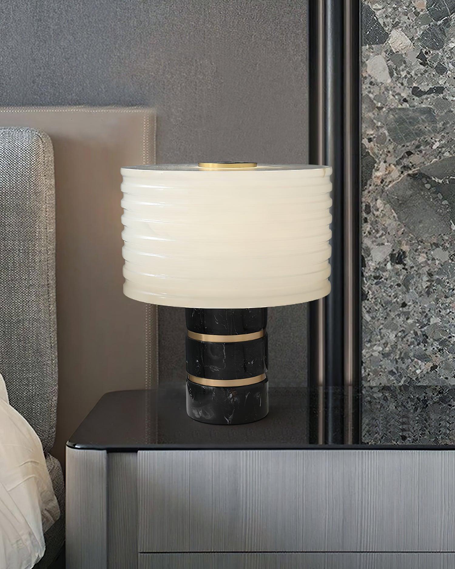 Elmarir Ribbed Alabaster Table Lamp - Blowlighting