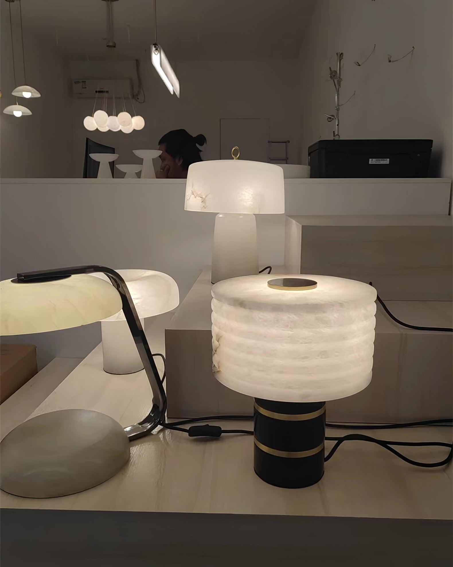 Elmarir Ribbed Alabaster Table Lamp - Blowlighting