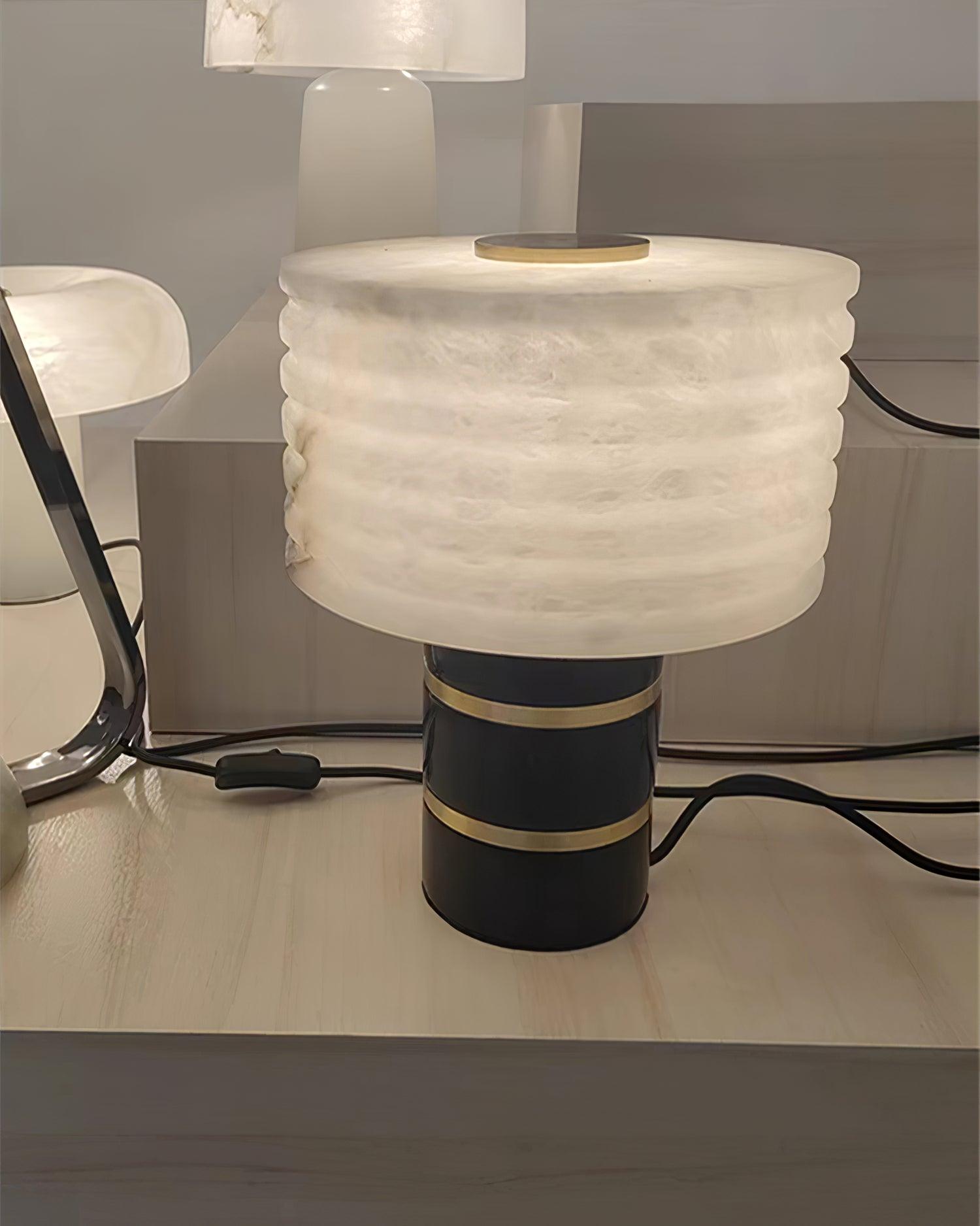 Elmarir Ribbed Alabaster Table Lamp - Blowlighting