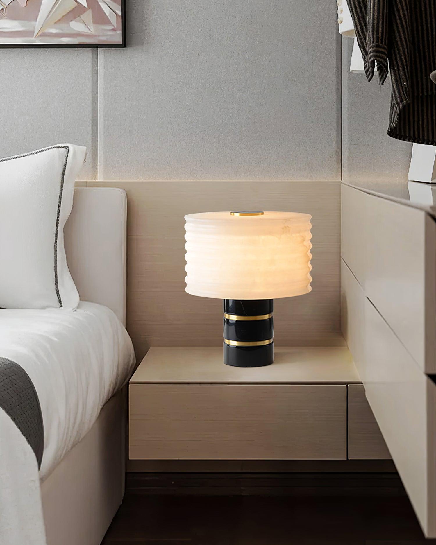 Elmarir Ribbed Alabaster Table Lamp - Blowlighting