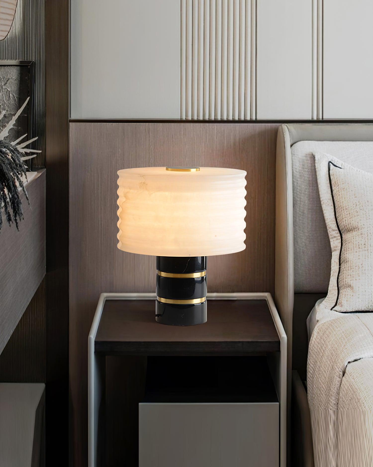 Elmarir Ribbed Alabaster Table Lamp - Blowlighting