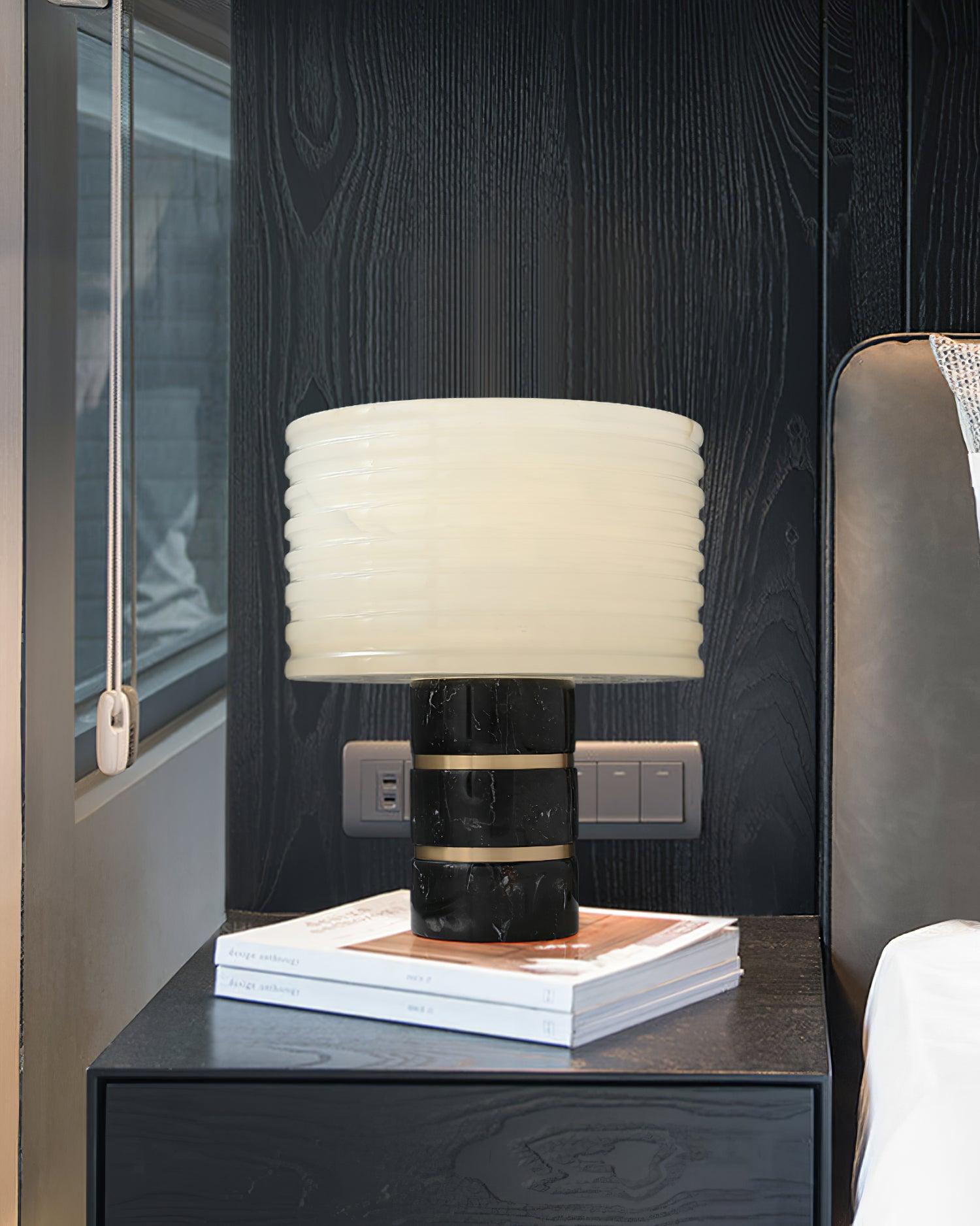 Elmarir Ribbed Alabaster Table Lamp - Blowlighting