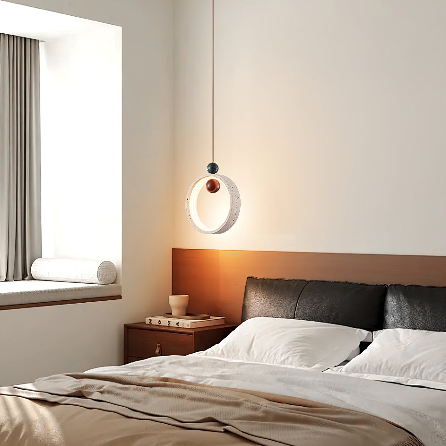 Vovinyra Circular Travertine Pendant Light - Blowlighting