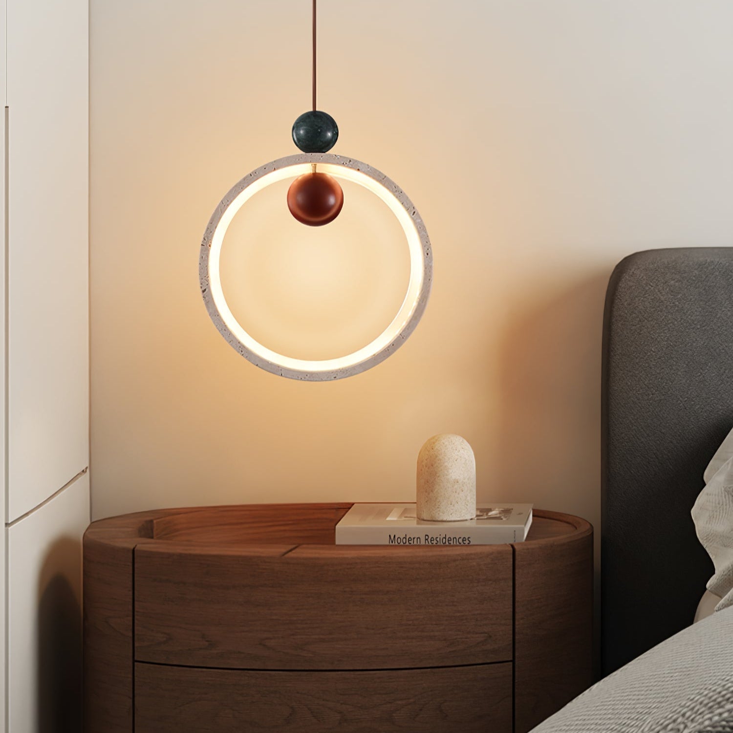 Vovinyra Circular Travertine Pendant Light - Blowlighting