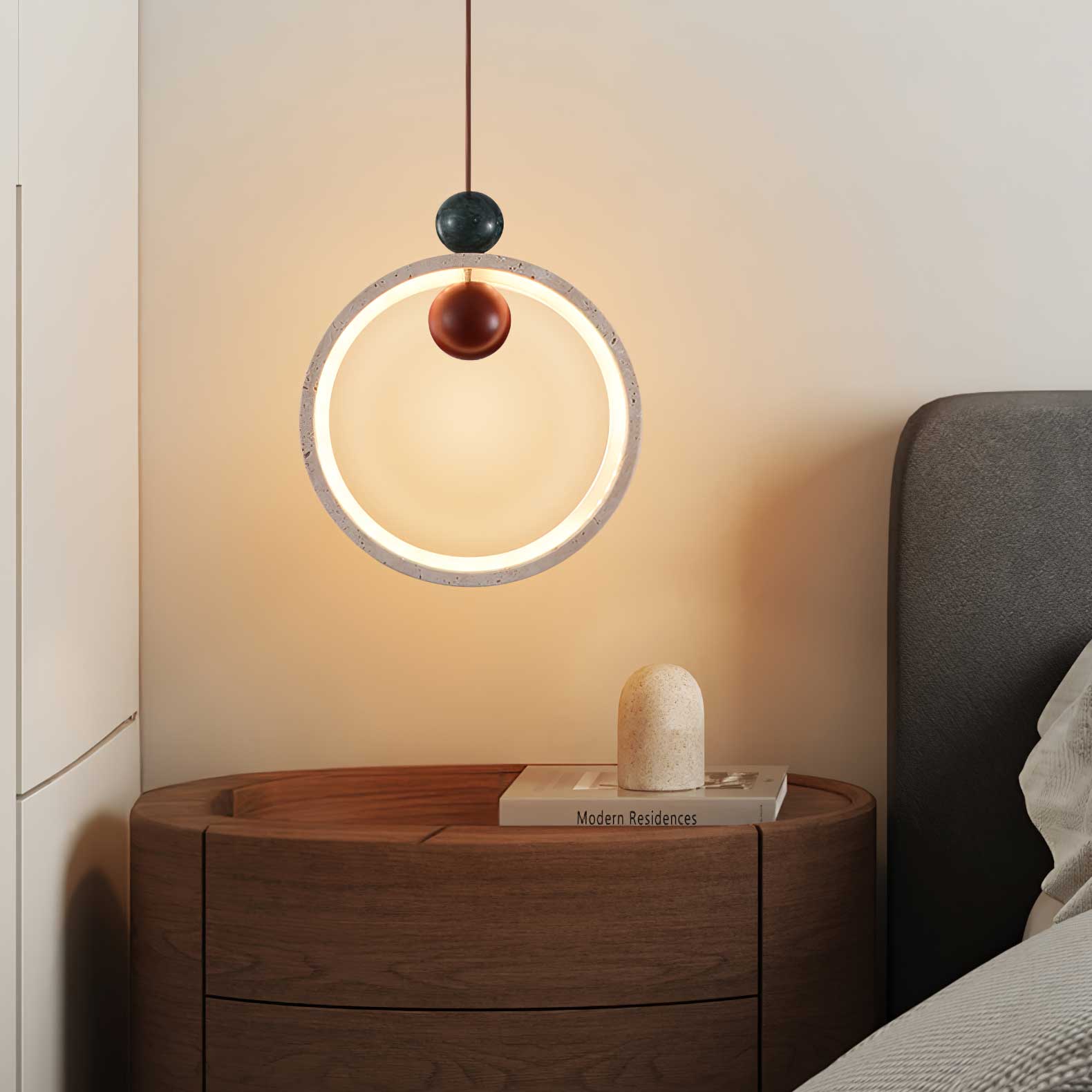 Vovinyra Circular Travertine Pendant Light - Blowlighting