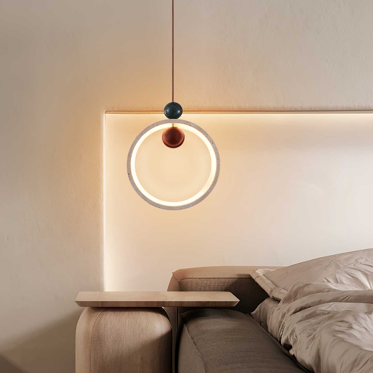 Vovinyra Circular Travertine Pendant Light - Blowlighting