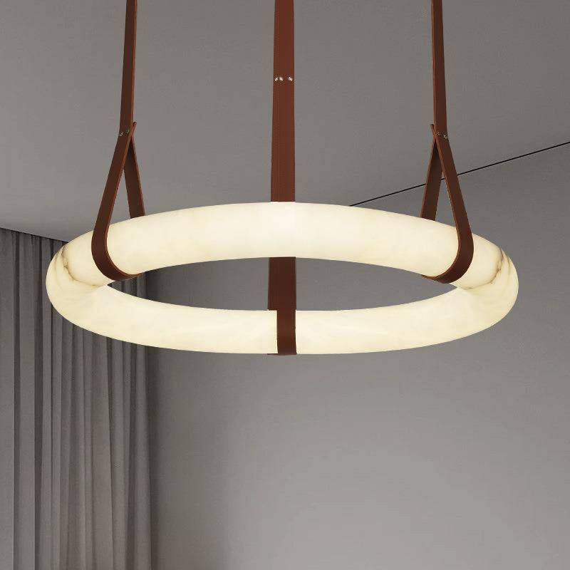 Luste Alabaster Chandeliers Ring Leather Strap Version B - Blowlighting