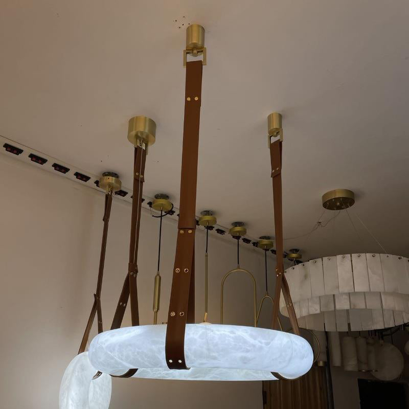 Luste Alabaster Chandeliers Ring Leather Strap Version B - Blowlighting