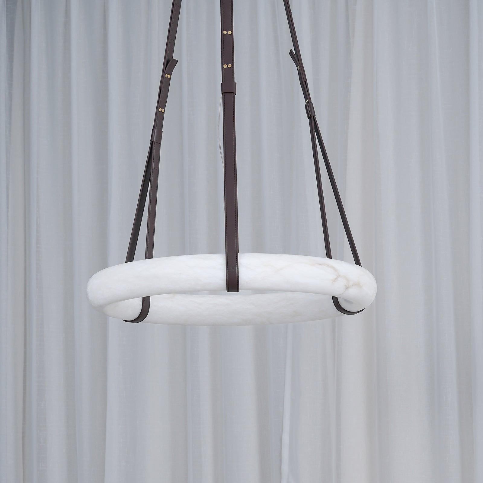 Luste Alabaster Chandeliers Ring Leather Strap Version A - Blowlighting