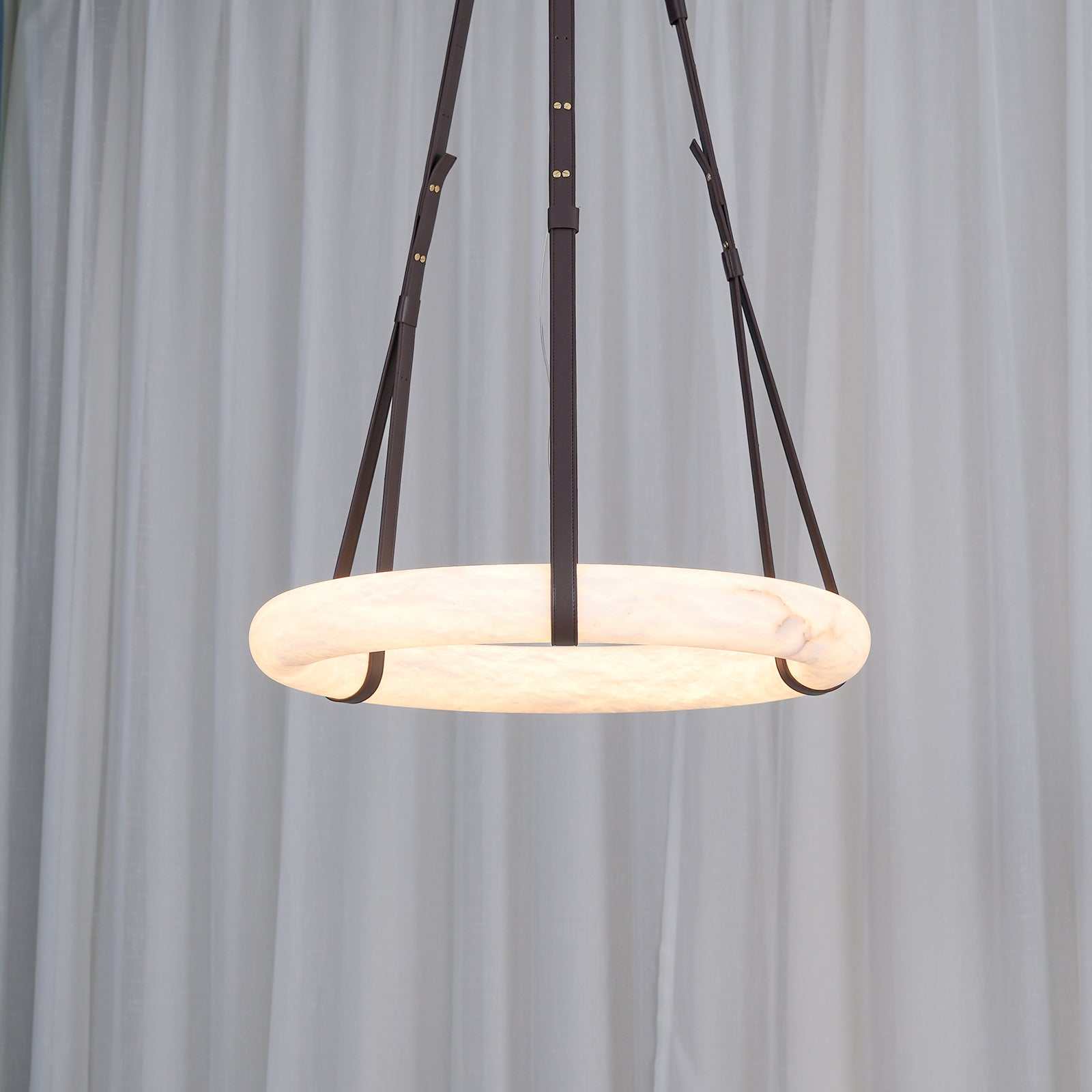 Luste Alabaster Chandeliers Ring Leather Strap Version B - Blowlighting