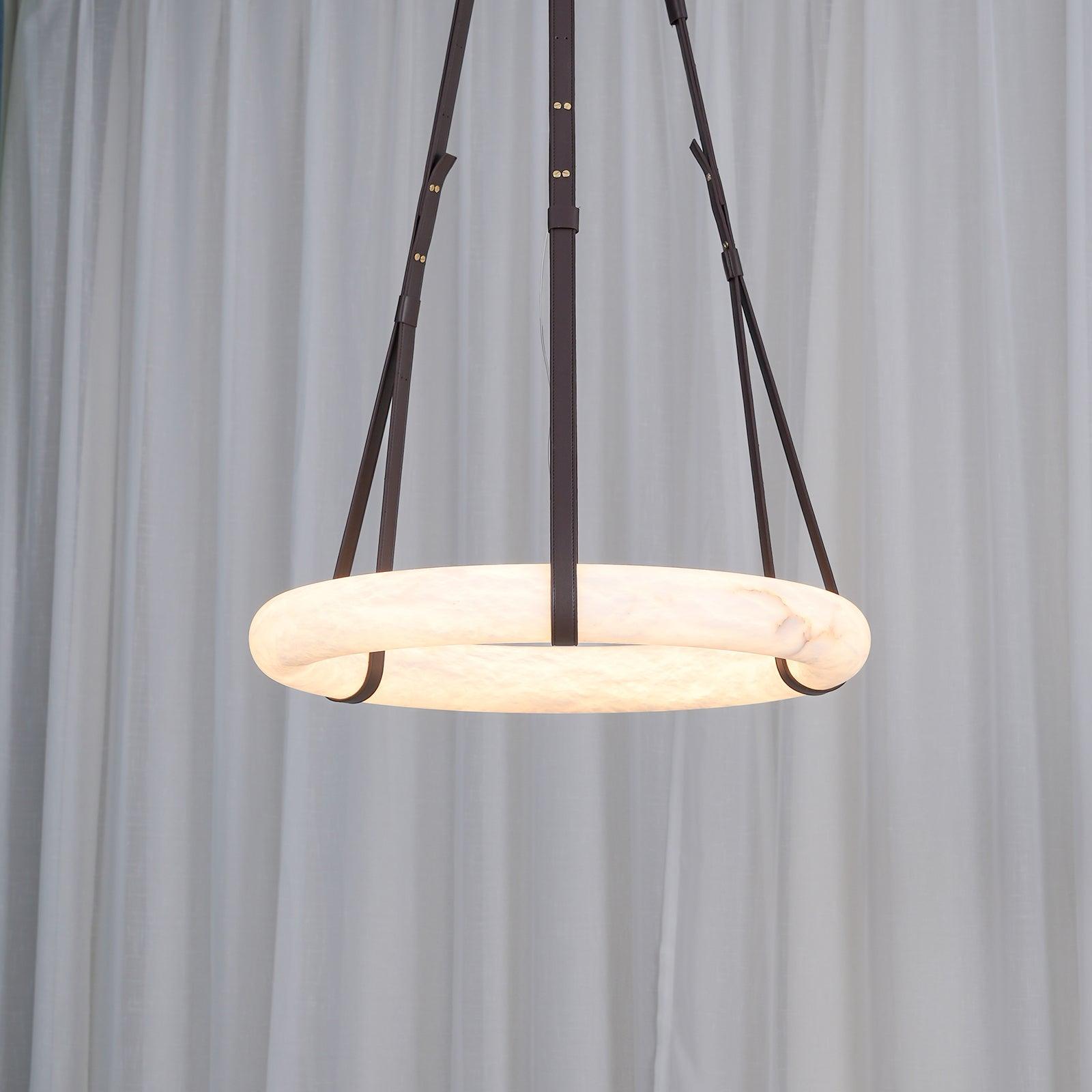 Luste Alabaster Chandeliers Ring Leather Strap Version A - Blowlighting