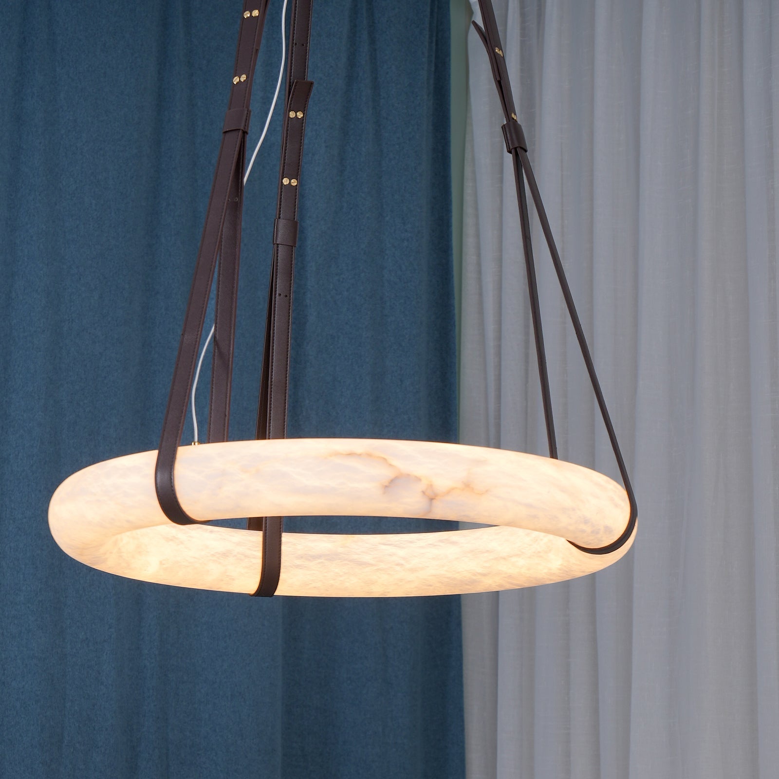 Luste Alabaster Chandeliers Ring Leather Strap Version B - Blowlighting