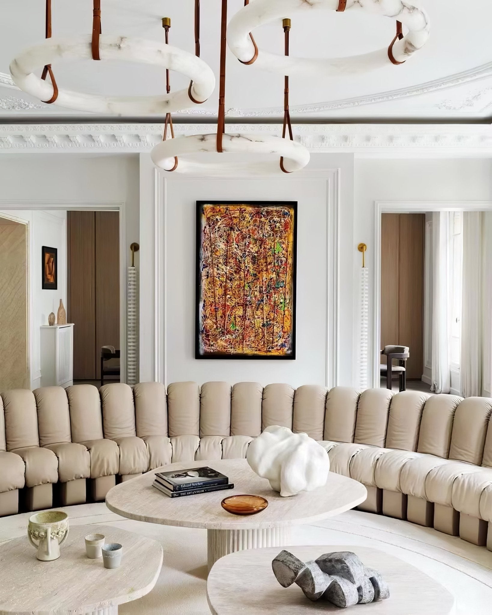 Luste Alabaster Chandeliers Ring Leather Strap Version B - Blowlighting