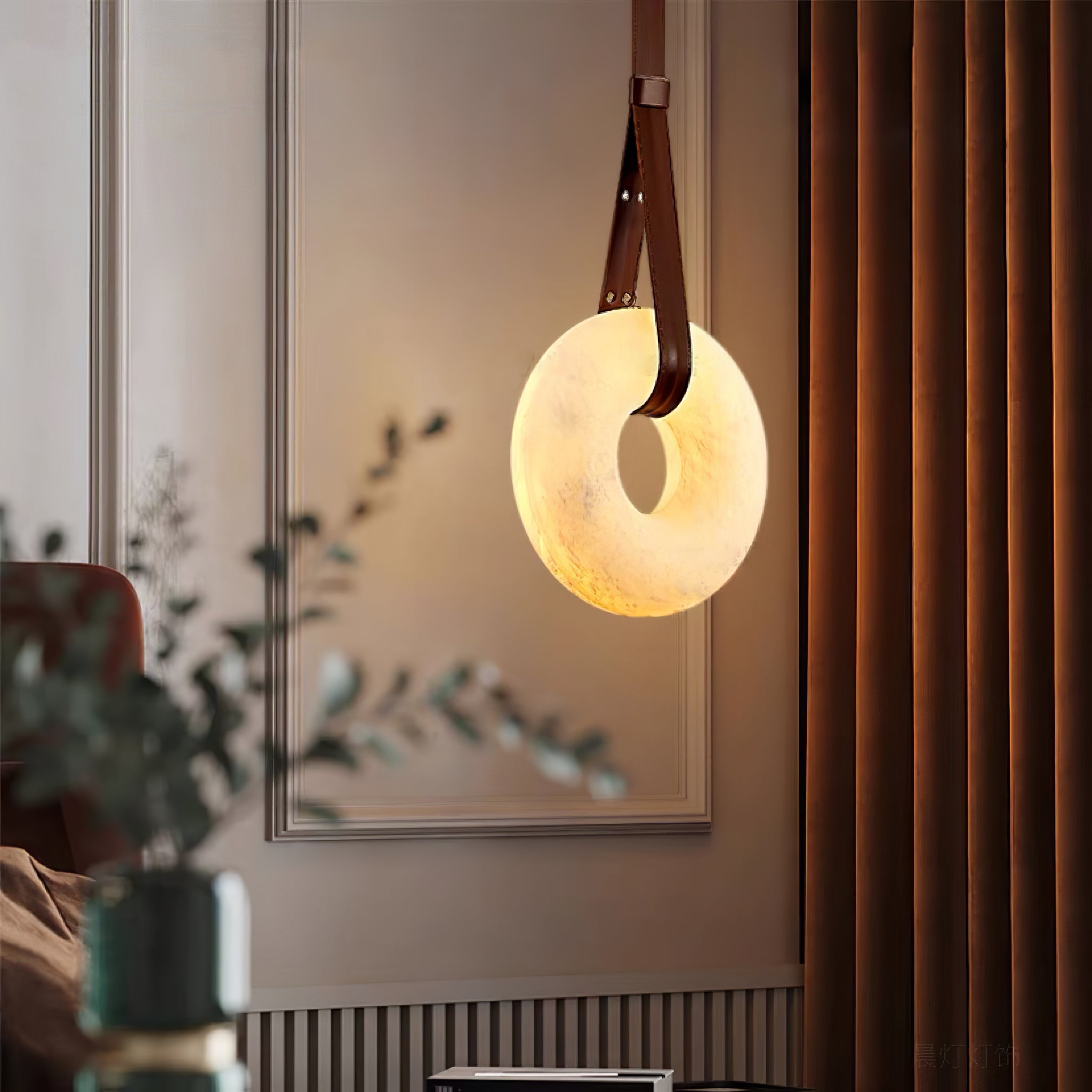 Luste Alabaster Chandeliers Ring Leather Strap Version B - Blowlighting