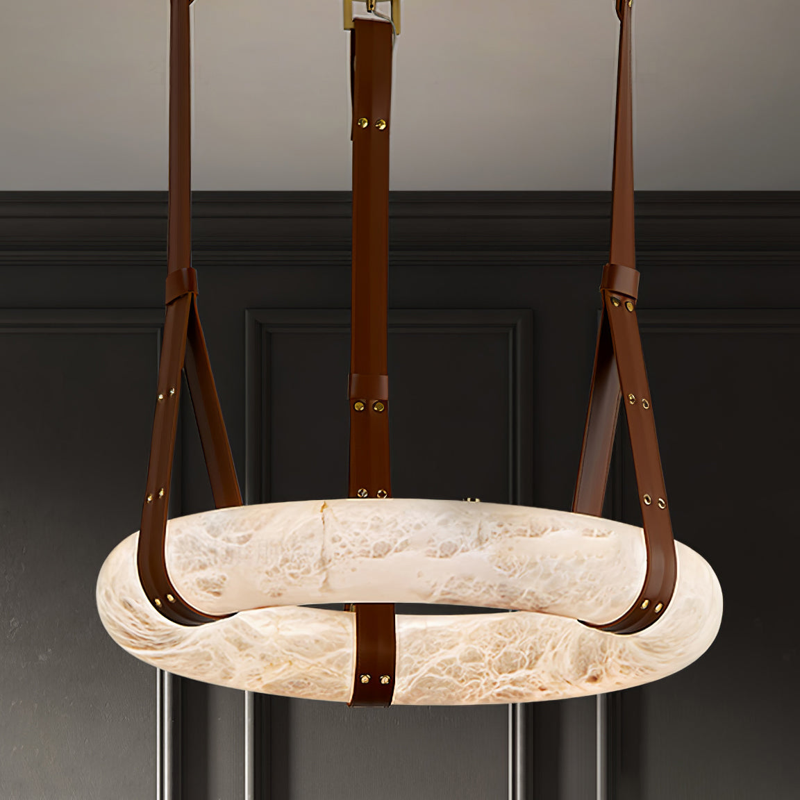 Luste Alabaster Chandeliers Ring Leather Strap Version B - Blowlighting