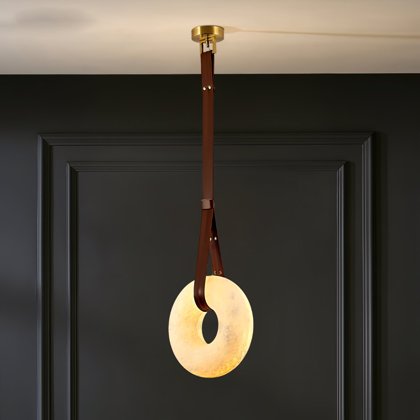 Luste Alabaster Chandeliers Ring Leather Strap Version B - Blowlighting