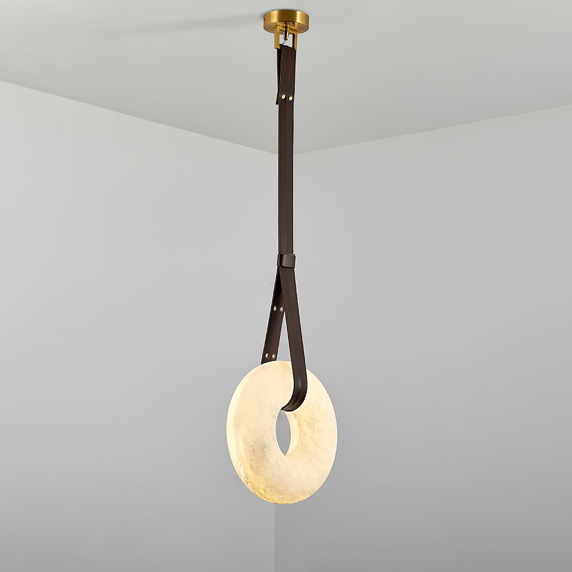 Luste Alabaster Chandeliers Ring Leather Strap Version B - Blowlighting