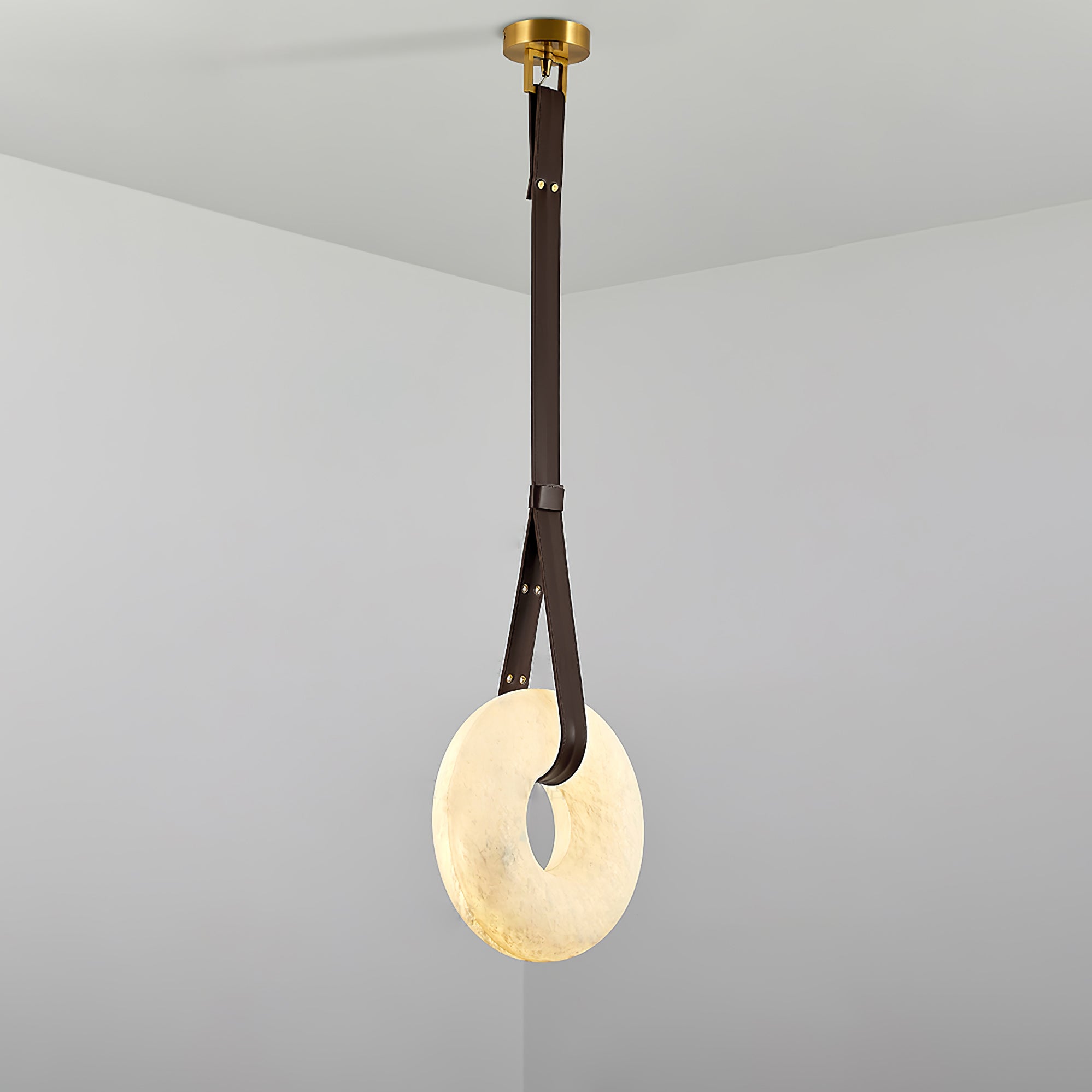 Luste Alabaster Chandeliers Ring Leather Strap Version B - Blowlighting