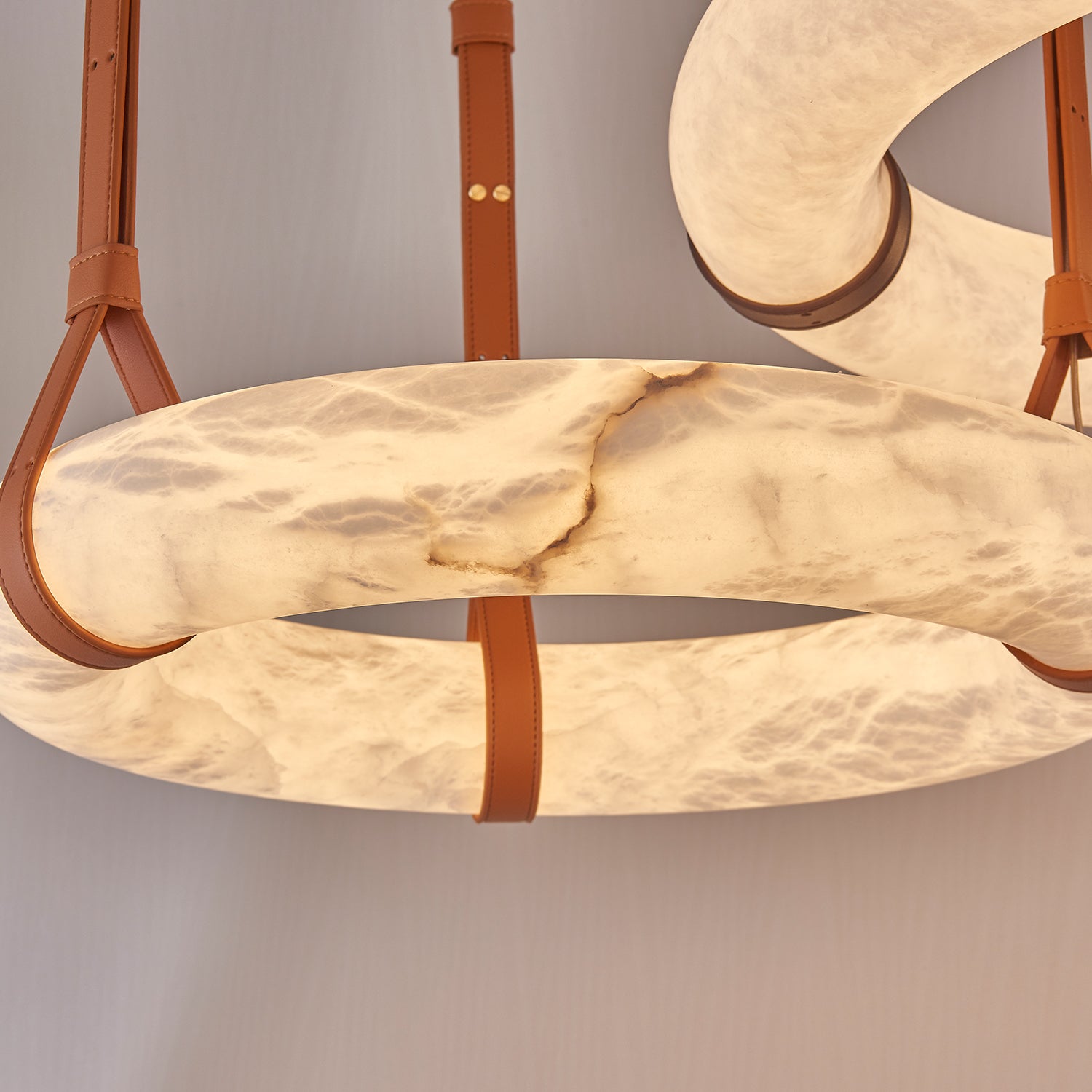Luste Alabaster Chandeliers Ring Leather Strap Version B - Blowlighting