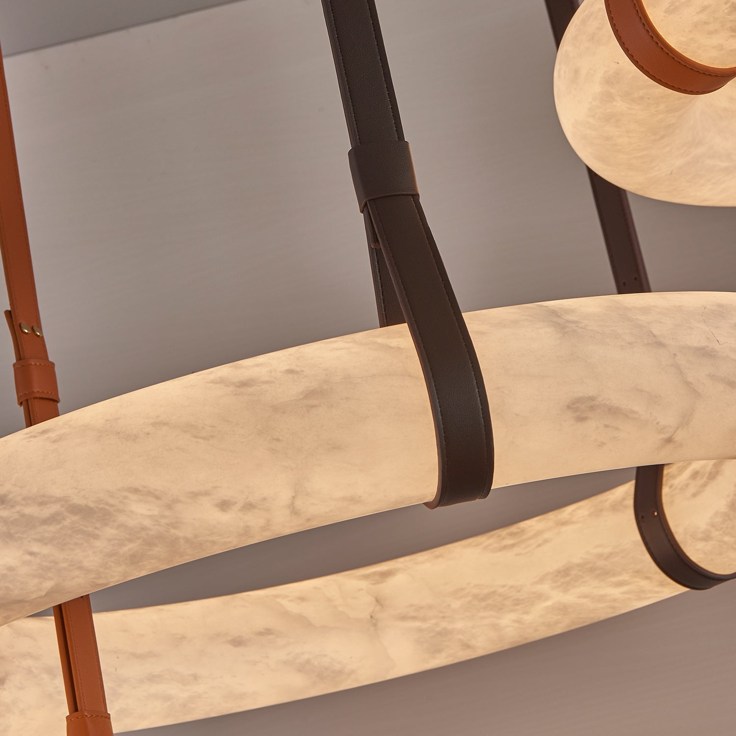 Luste Alabaster Chandeliers Ring Leather Strap Version B - Blowlighting