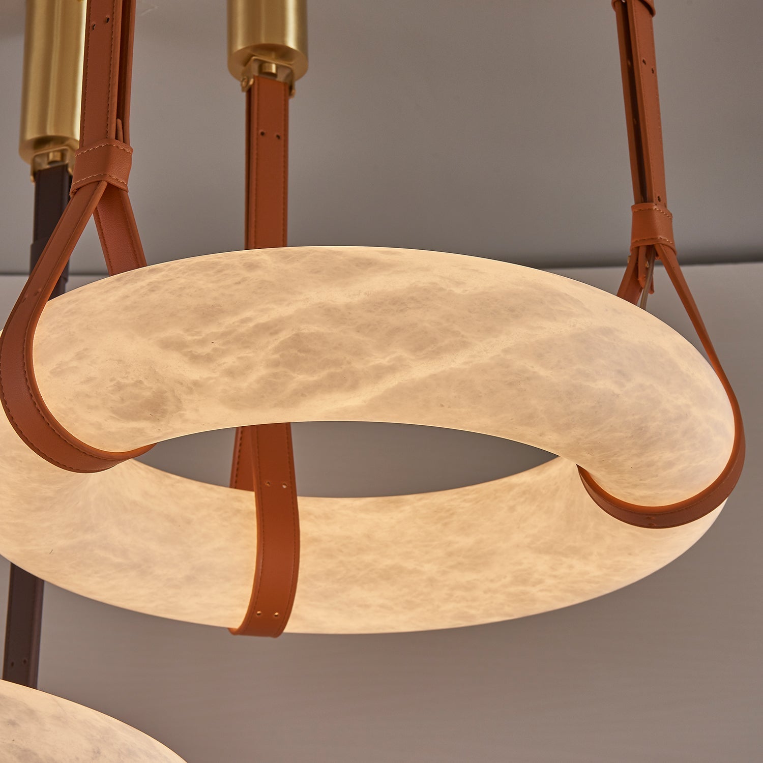 Luste Alabaster Chandeliers Ring Leather Strap Version B - Blowlighting