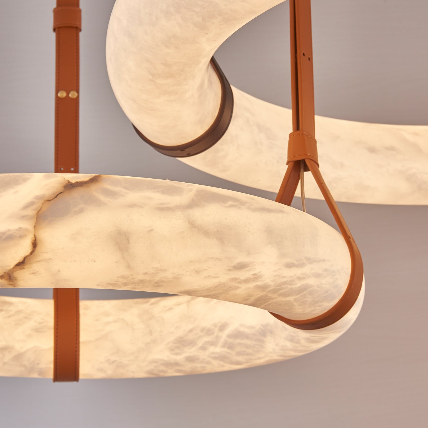 Luste Alabaster Chandeliers Ring Leather Strap Version B - Blowlighting
