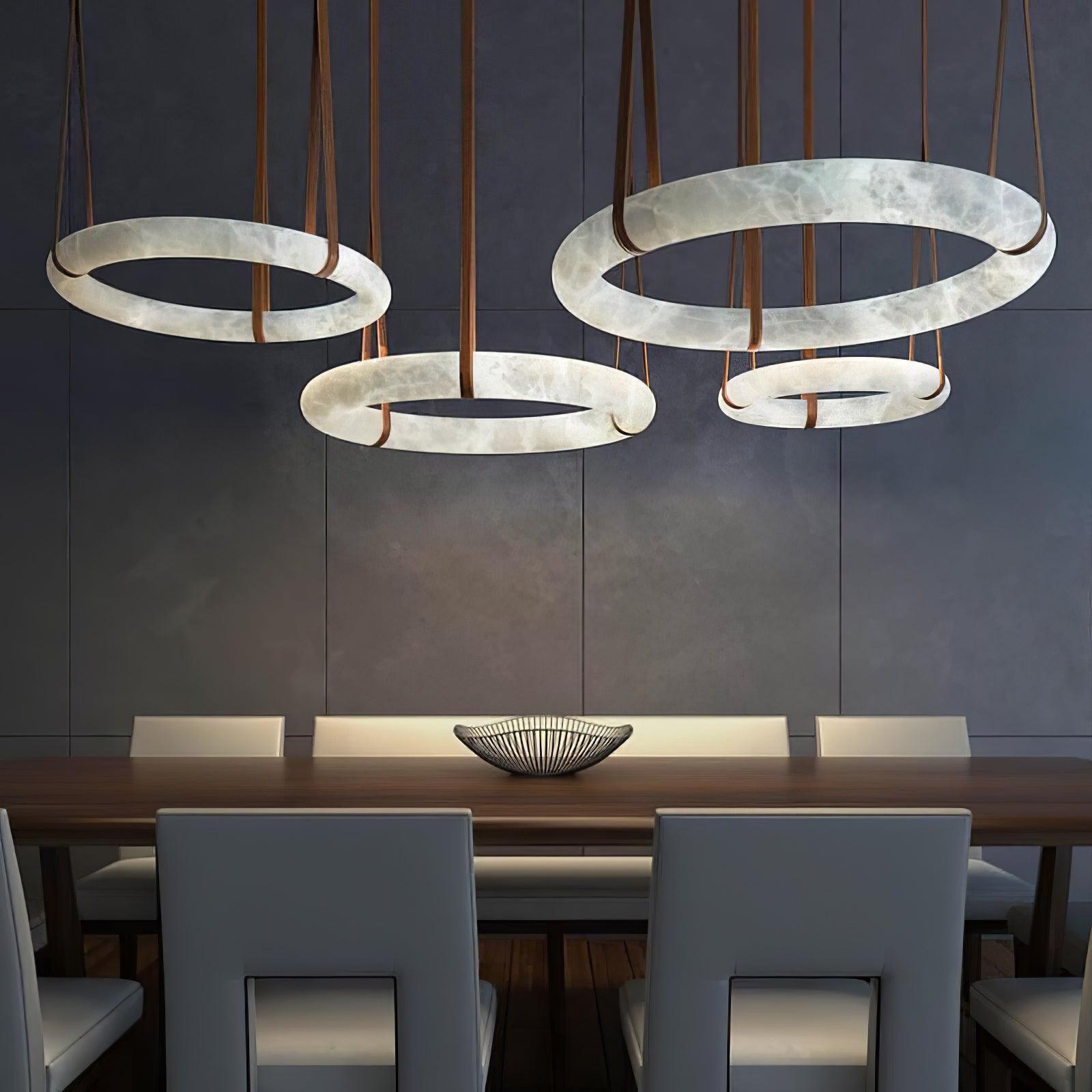 Luste Alabaster Chandeliers Ring Leather Strap Version A - Blowlighting