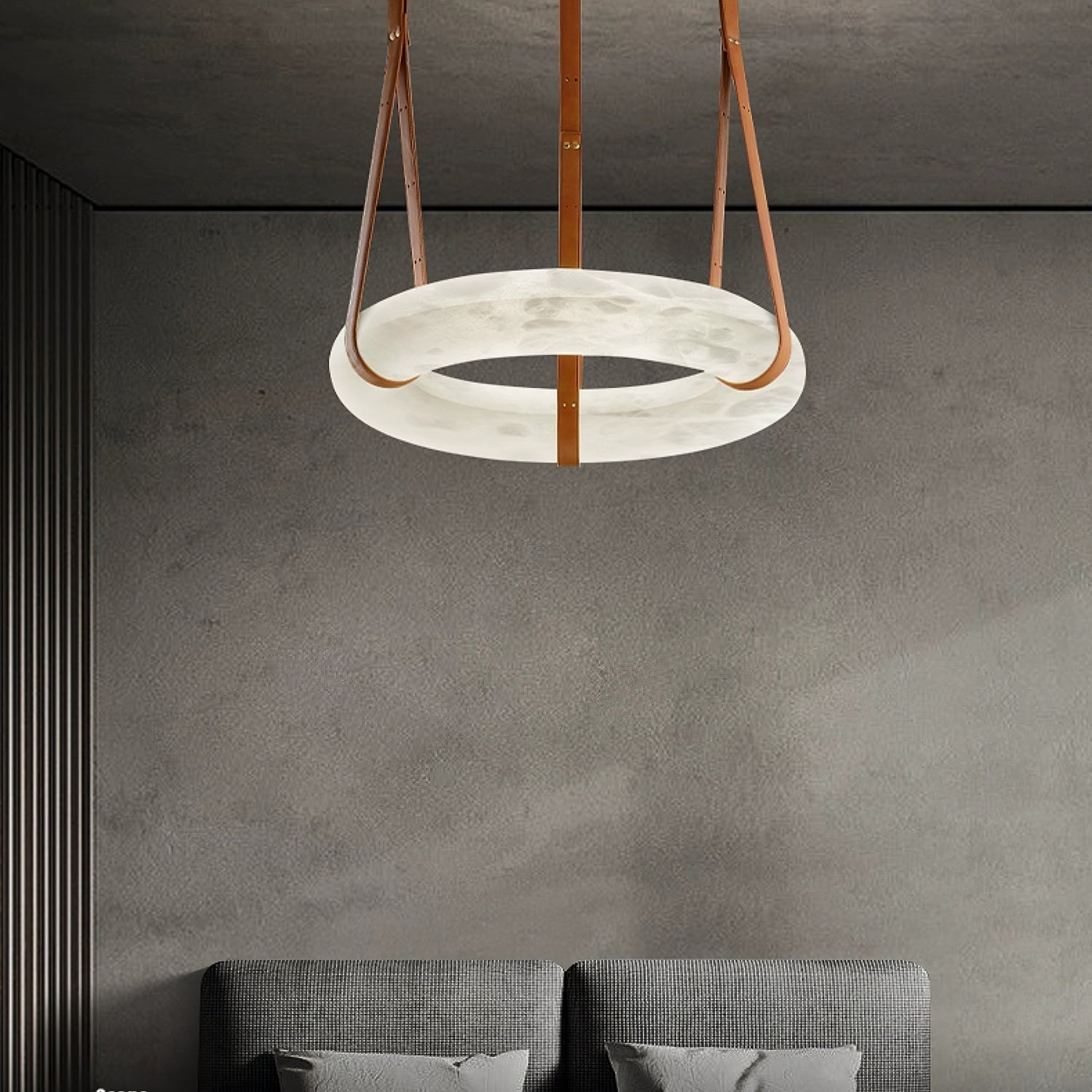Luste Alabaster Chandeliers Ring Leather Strap Version B - Blowlighting