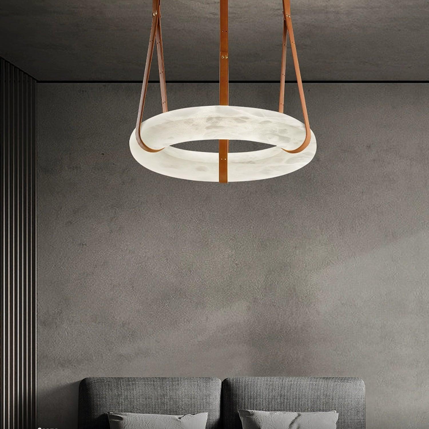 Luste Alabaster Chandeliers Ring Leather Strap Version A - Blowlighting