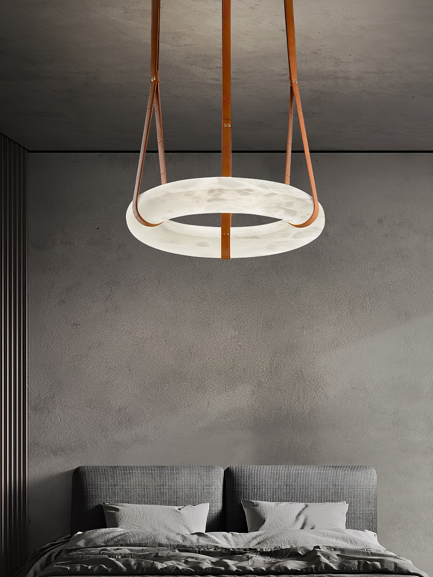 Luste Alabaster Chandeliers Ring Leather Strap Version B - Blowlighting