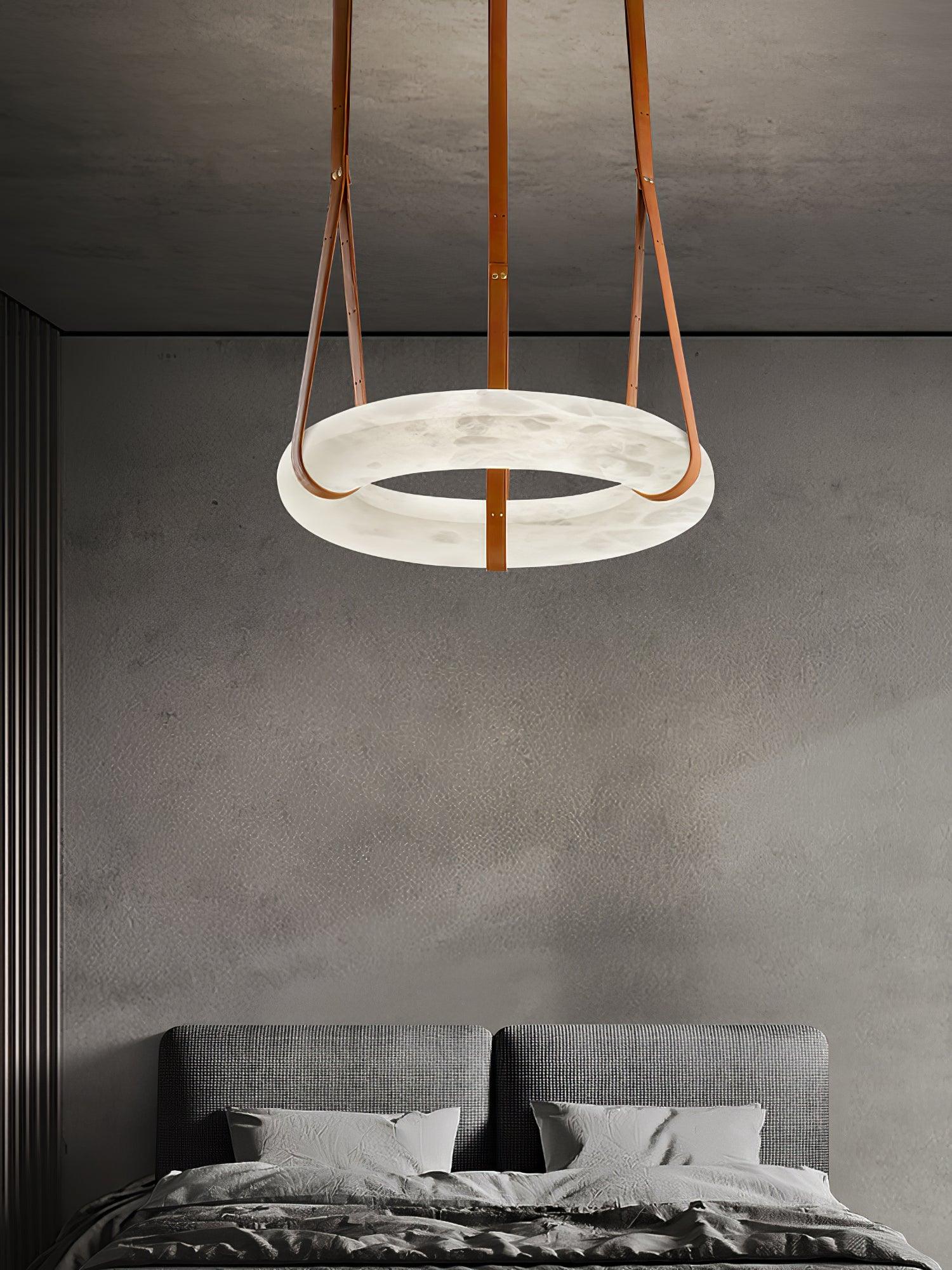 Luste Alabaster Chandeliers Ring Leather Strap Version A - Blowlighting