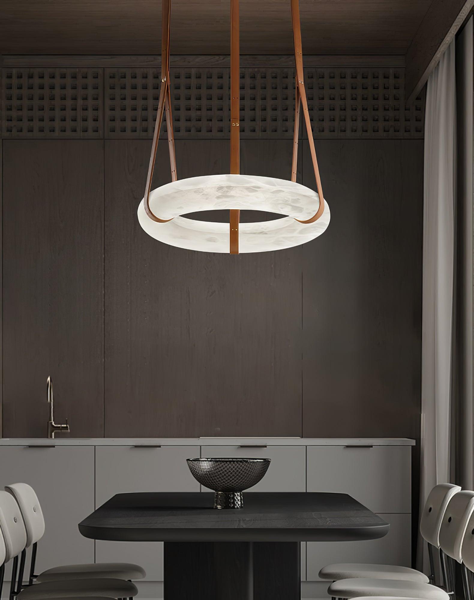 Luste Alabaster Chandeliers Ring Leather Strap Version A - Blowlighting