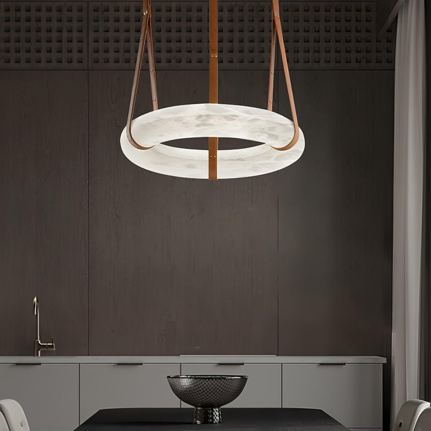 Luste Alabaster Chandeliers Ring Leather Strap Version A - Blowlighting
