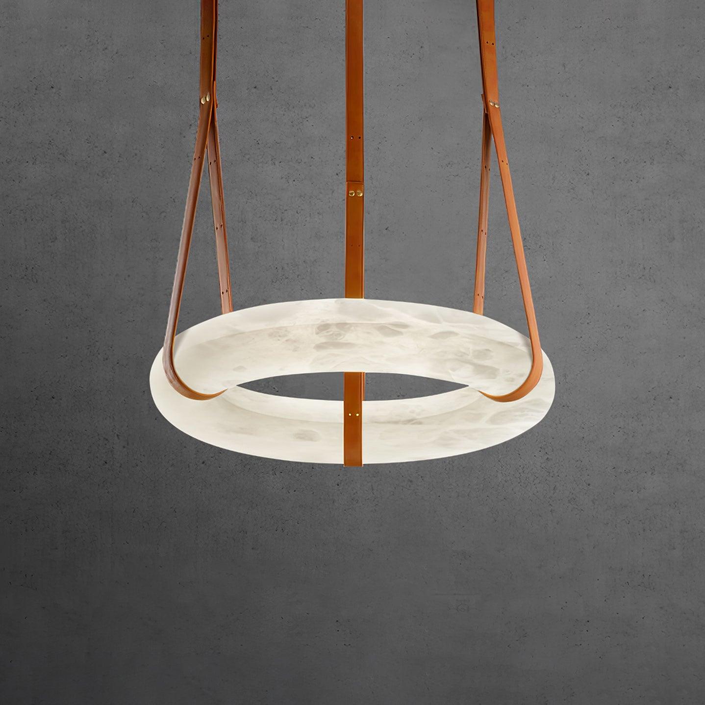 Luste Alabaster Chandeliers Ring Leather Strap Version A - Blowlighting