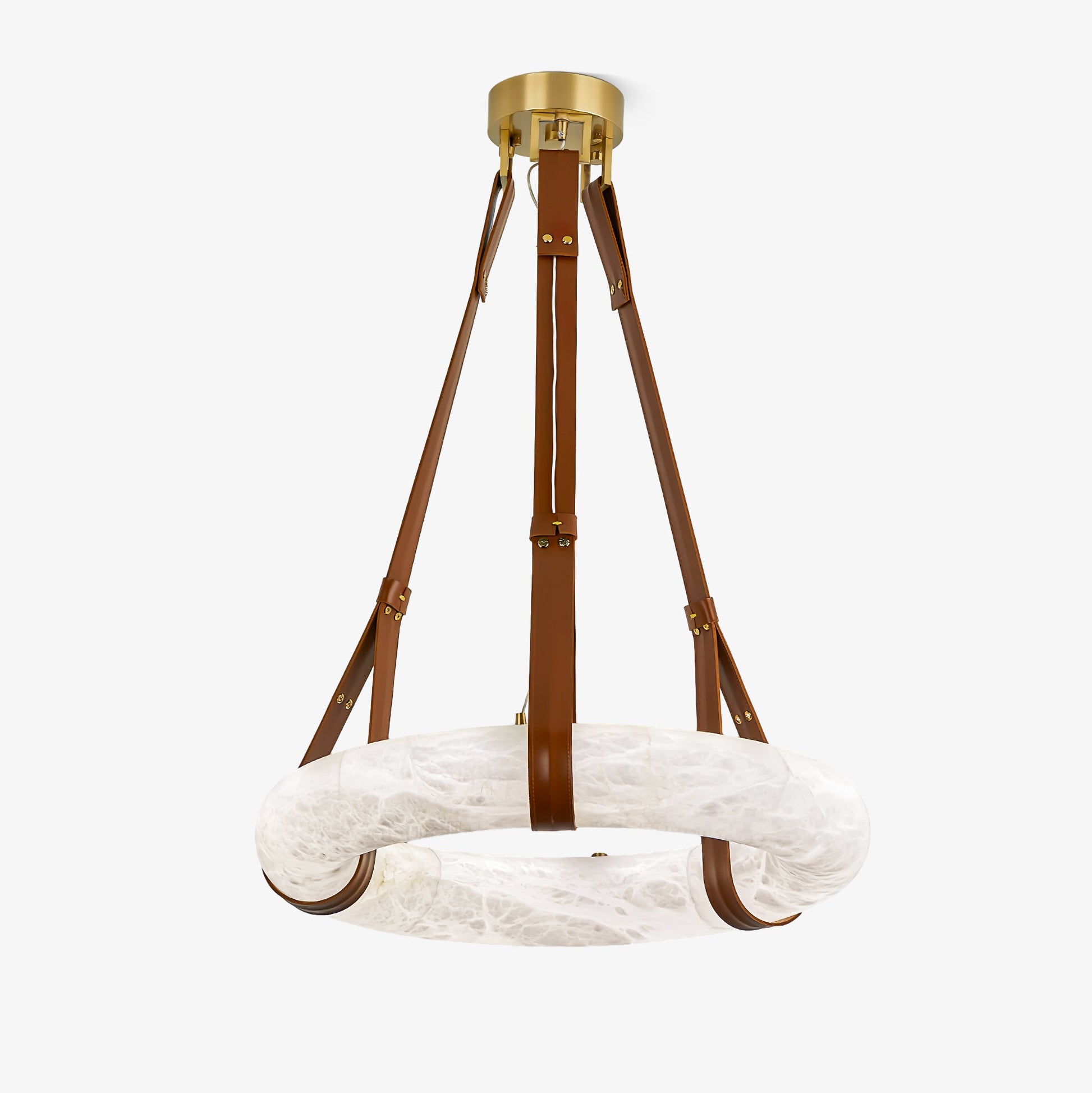 Luste Alabaster Chandeliers Ring Leather Strap Version A - Blowlighting