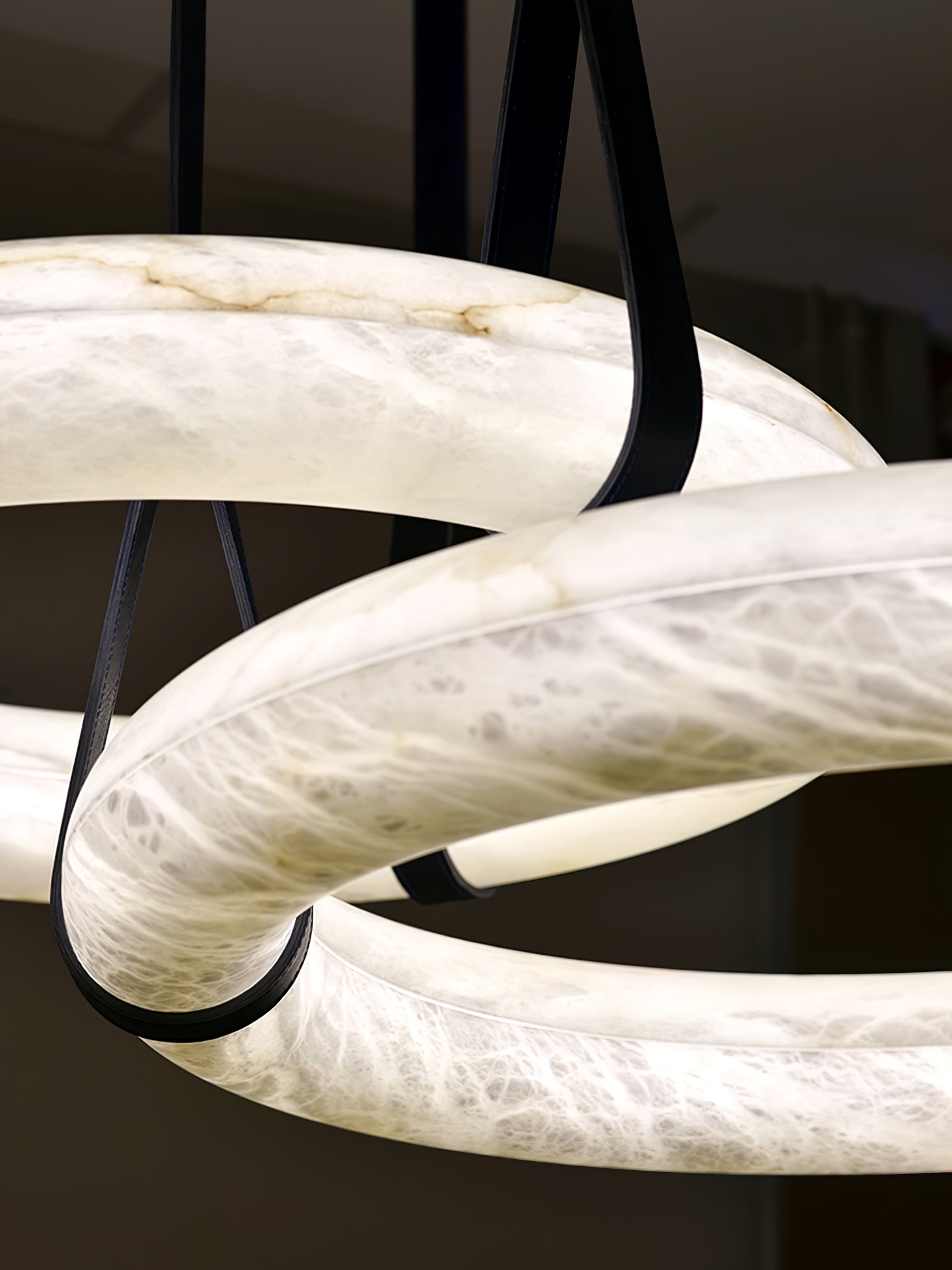 Luste Alabaster Chandeliers Ring Leather Strap Version A - Blowlighting
