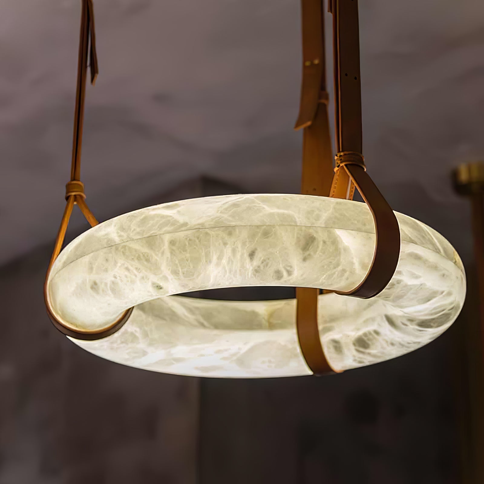 Luste Alabaster Chandeliers Ring Leather Strap Version A - Blowlighting