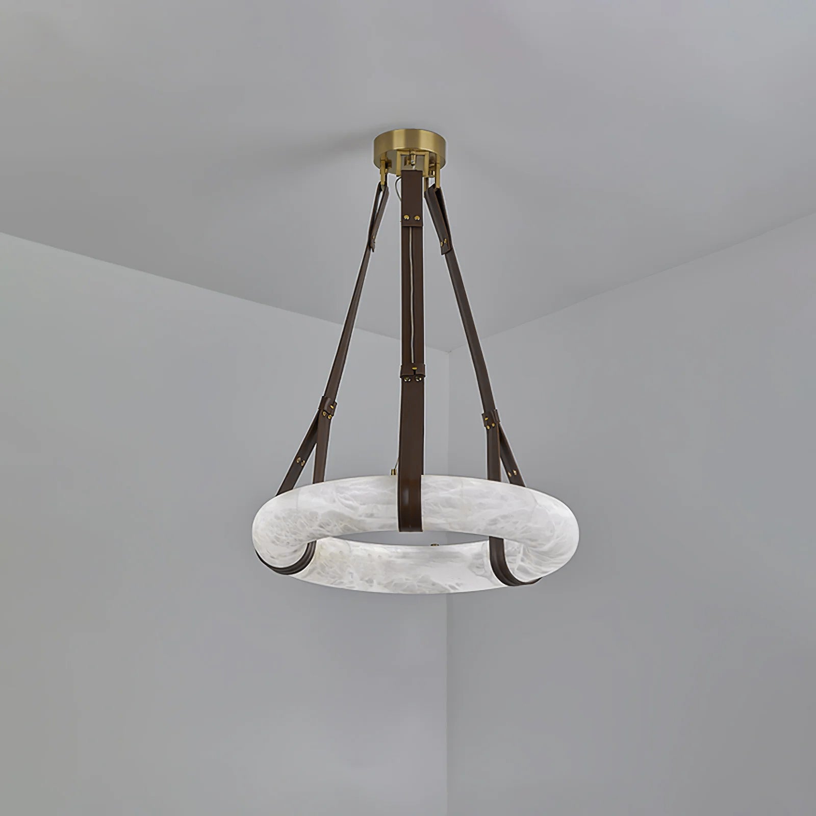 Luste Alabaster Chandeliers Ring Leather Strap Version A - Blowlighting