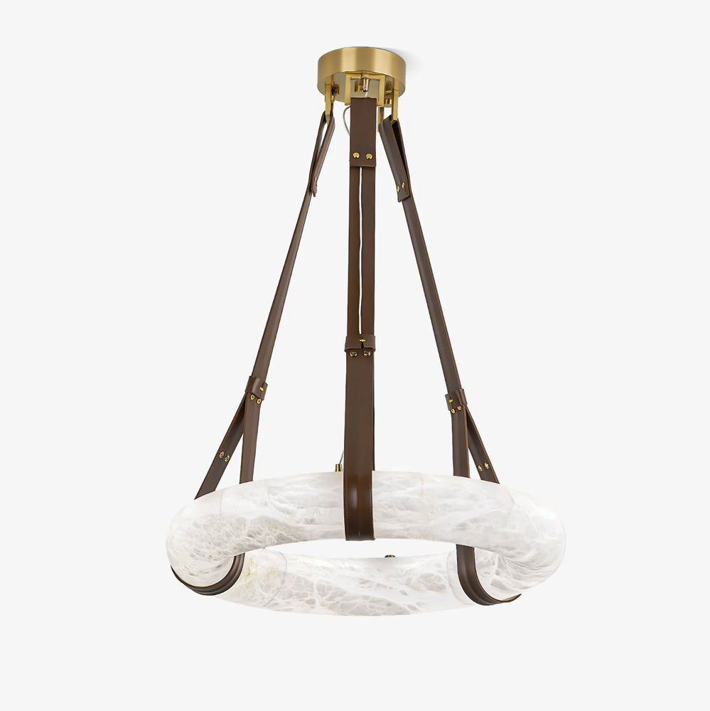 Luste Alabaster Chandeliers Ring Leather Strap Version A - Blowlighting